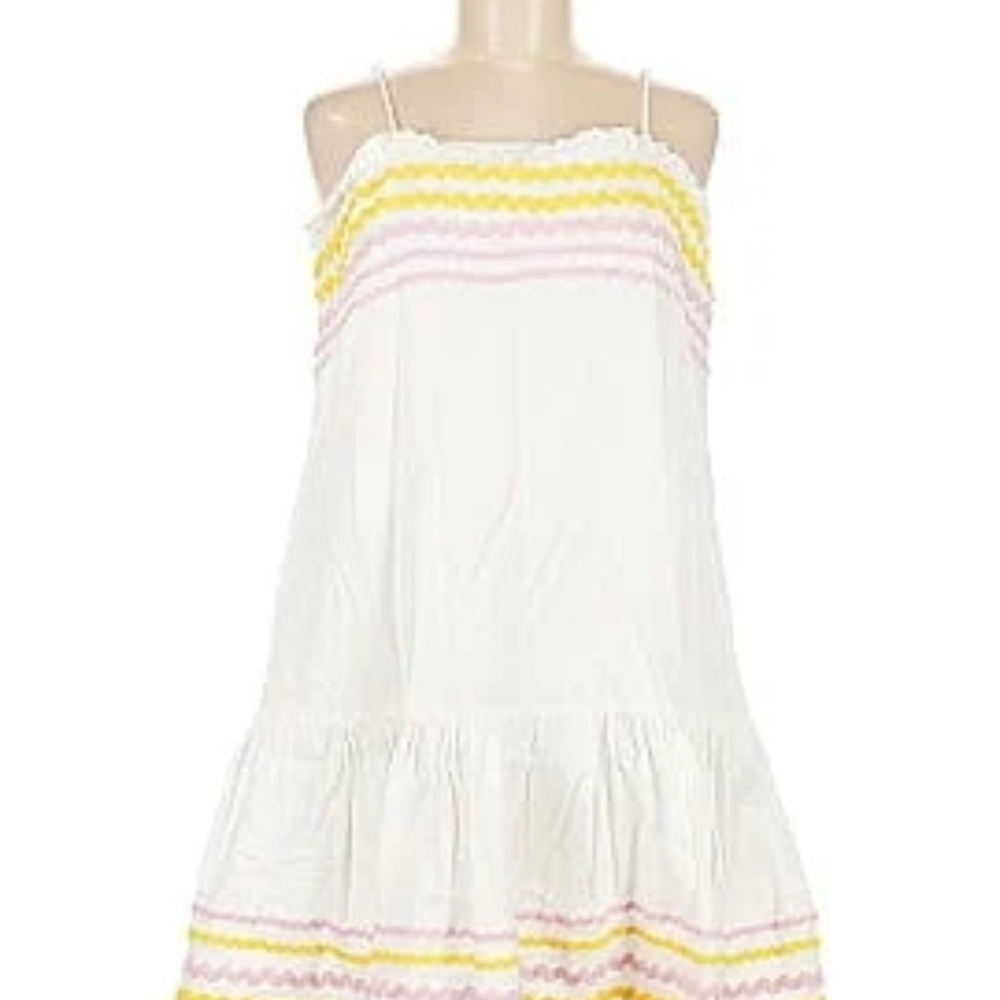Liza Marie Fernandez White Dress with Pink and Yellow Accents